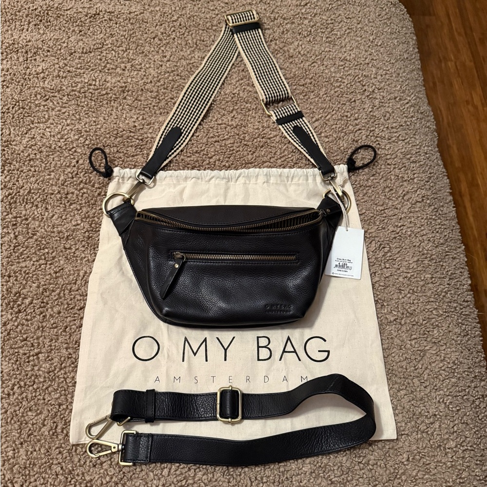 O My Bag Amsterdam black leather crossbody bag.